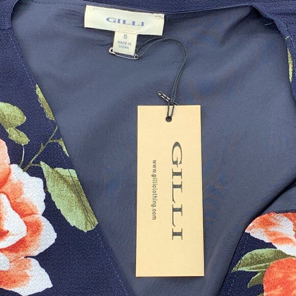 Gilli Navy Blue w/ Details V-Neck Lined Dress - Picture 5 of 8